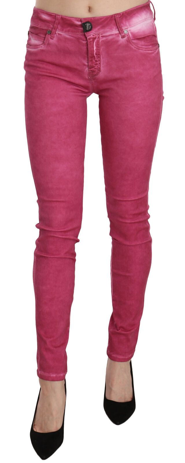Pantalones ajustados de cintura media de terciopelo rosa PLEIN SUD