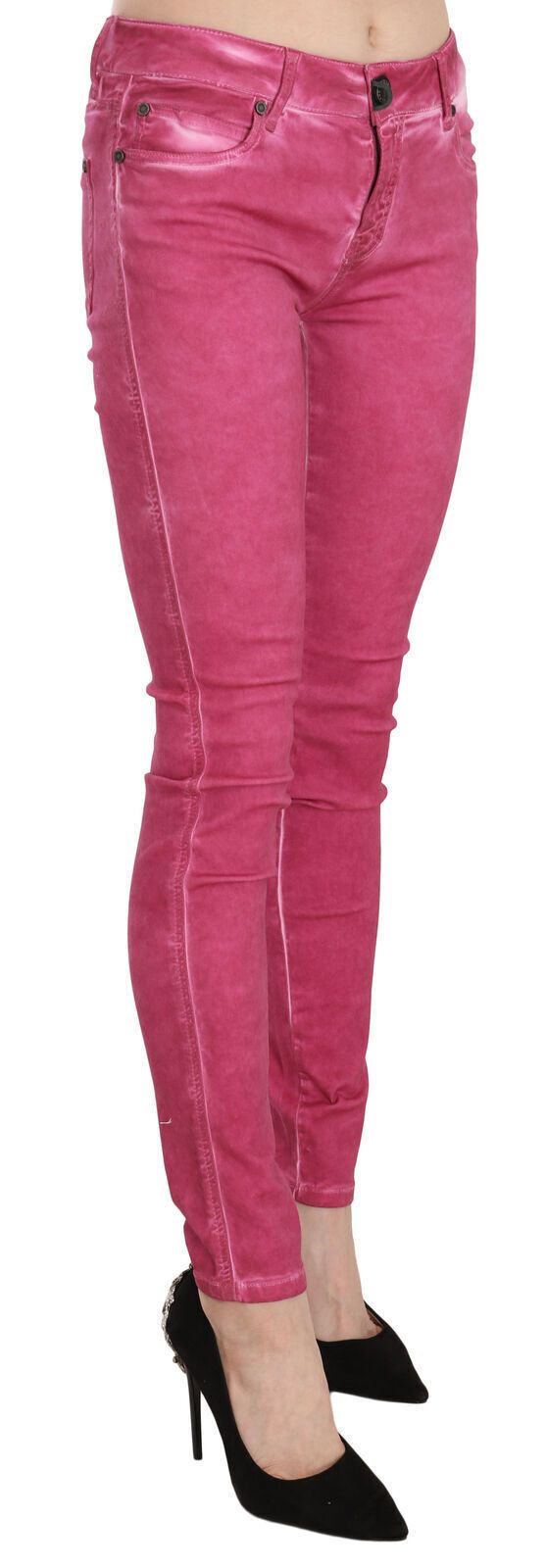 Pantalones ajustados de cintura media de terciopelo rosa PLEIN SUD