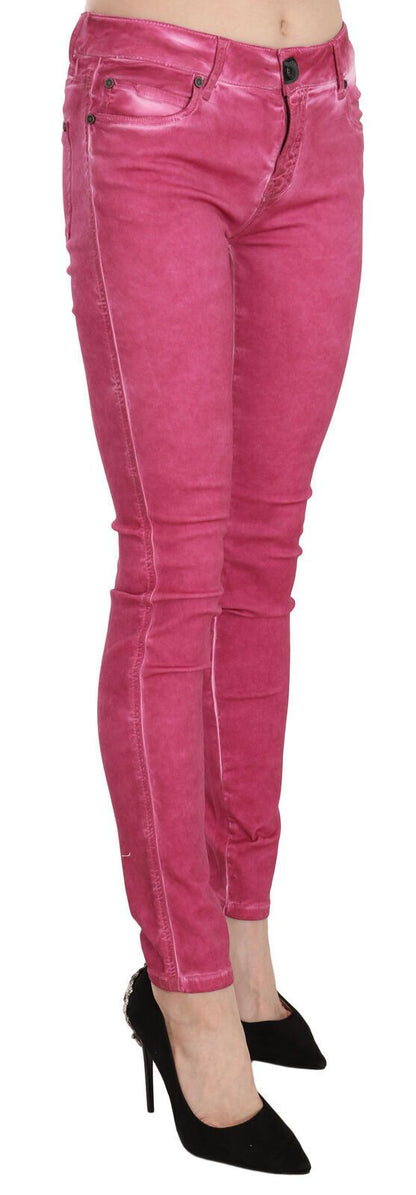 Pantalones ajustados de cintura media de terciopelo rosa PLEIN SUD