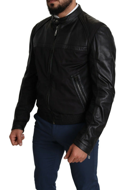 Chaqueta bomber de hombre Dolce & Gabbana de nailon negro con cremallera completa