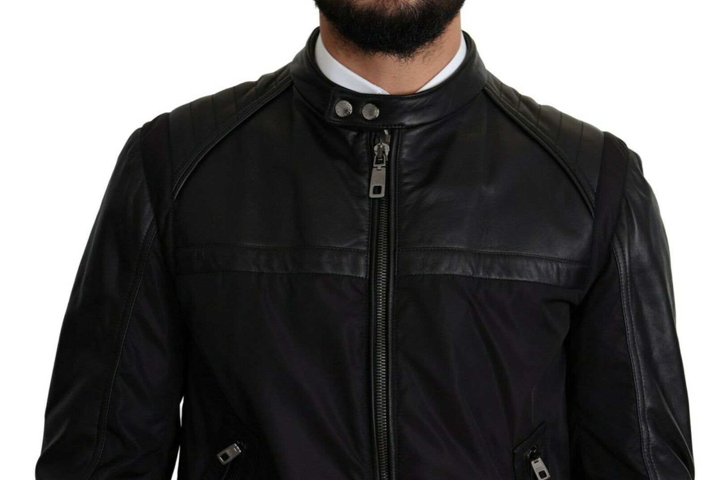 Chaqueta bomber de hombre Dolce & Gabbana de nailon negro con cremallera completa
