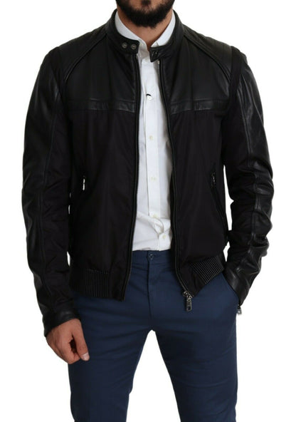 Chaqueta bomber de hombre Dolce & Gabbana de nailon negro con cremallera completa