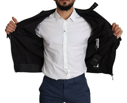 Chaqueta bomber de hombre Dolce & Gabbana de nailon negro con cremallera completa
