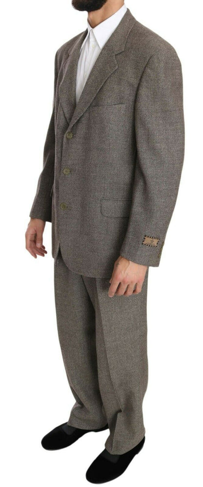 Traje de una hilera de botones Fendi de lana marrón de corte regular