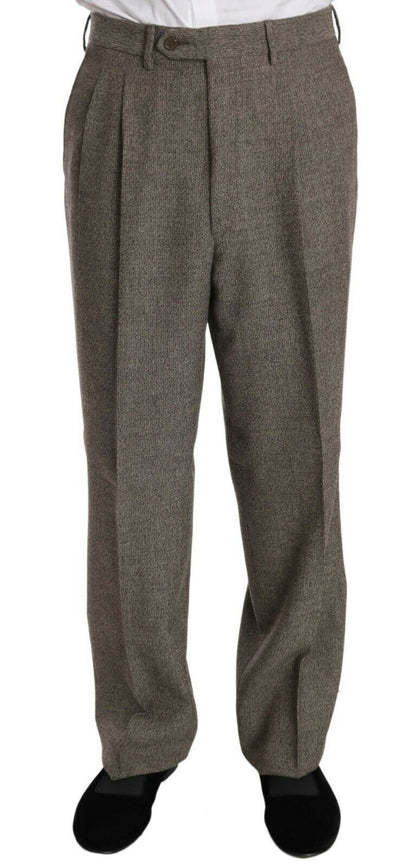 Traje de una hilera de botones Fendi de lana marrón de corte regular