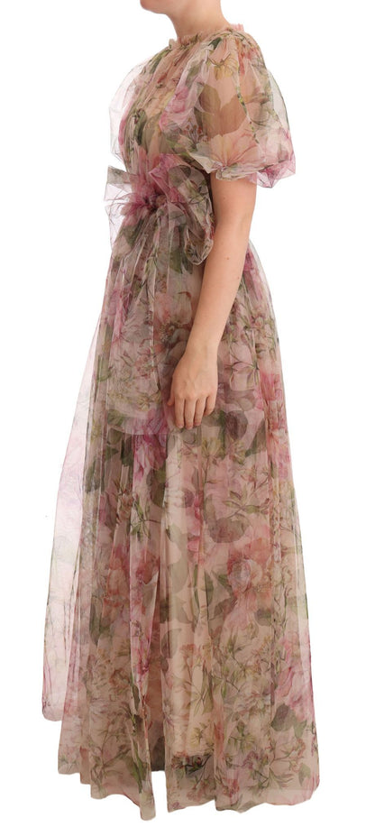 Vestido largo maxi con estampado floral multicolor de Dolce & Gabbana