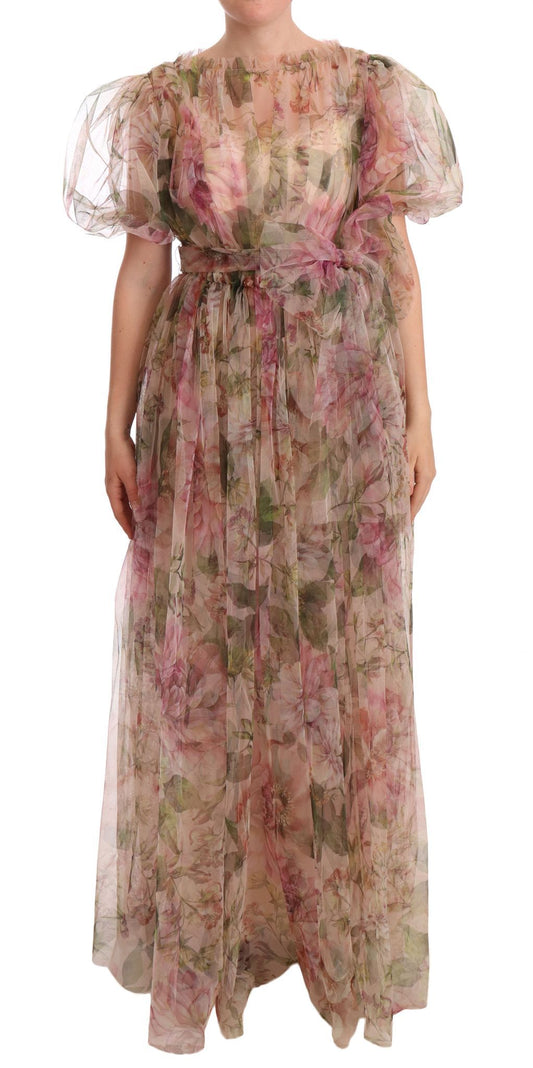 Vestido largo maxi con estampado floral multicolor de Dolce & Gabbana
