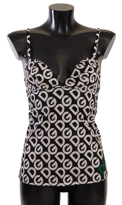 Dolce & Gabbana Camisola con Estampado de Logotipo en Blanco y Negro Ropa Interior