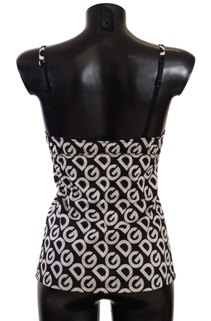 Dolce & Gabbana Camisola con Estampado de Logotipo en Blanco y Negro Ropa Interior