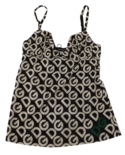 Dolce & Gabbana Camisola con Estampado de Logotipo en Blanco y Negro Ropa Interior