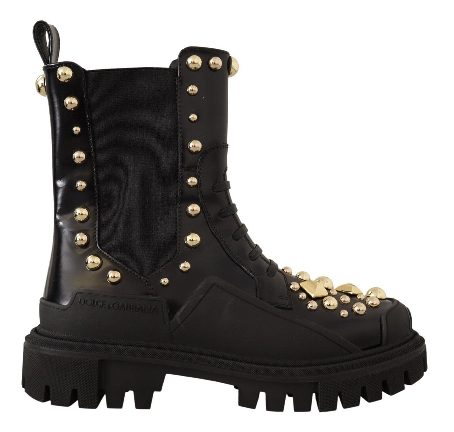 Botas de combate Dolce & Gabbana de cuero negro con tachuelas
