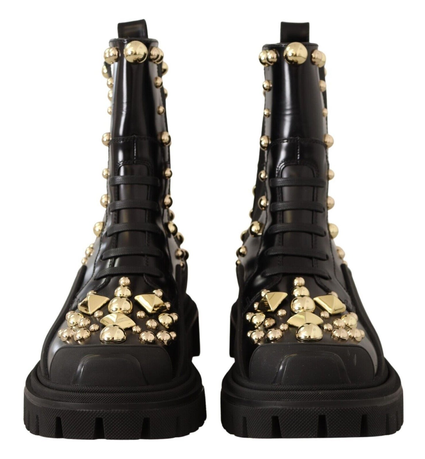 Botas de combate Dolce & Gabbana de cuero negro con tachuelas