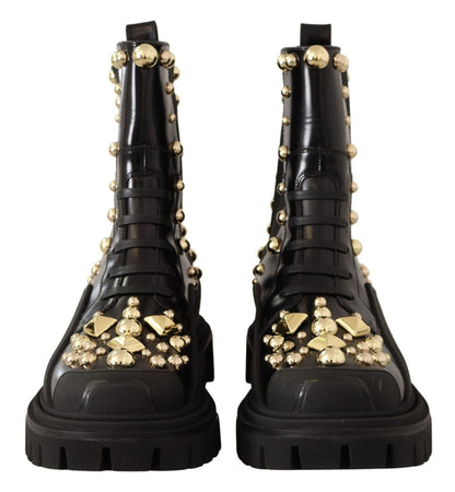 Botas de combate Dolce & Gabbana de cuero negro con tachuelas