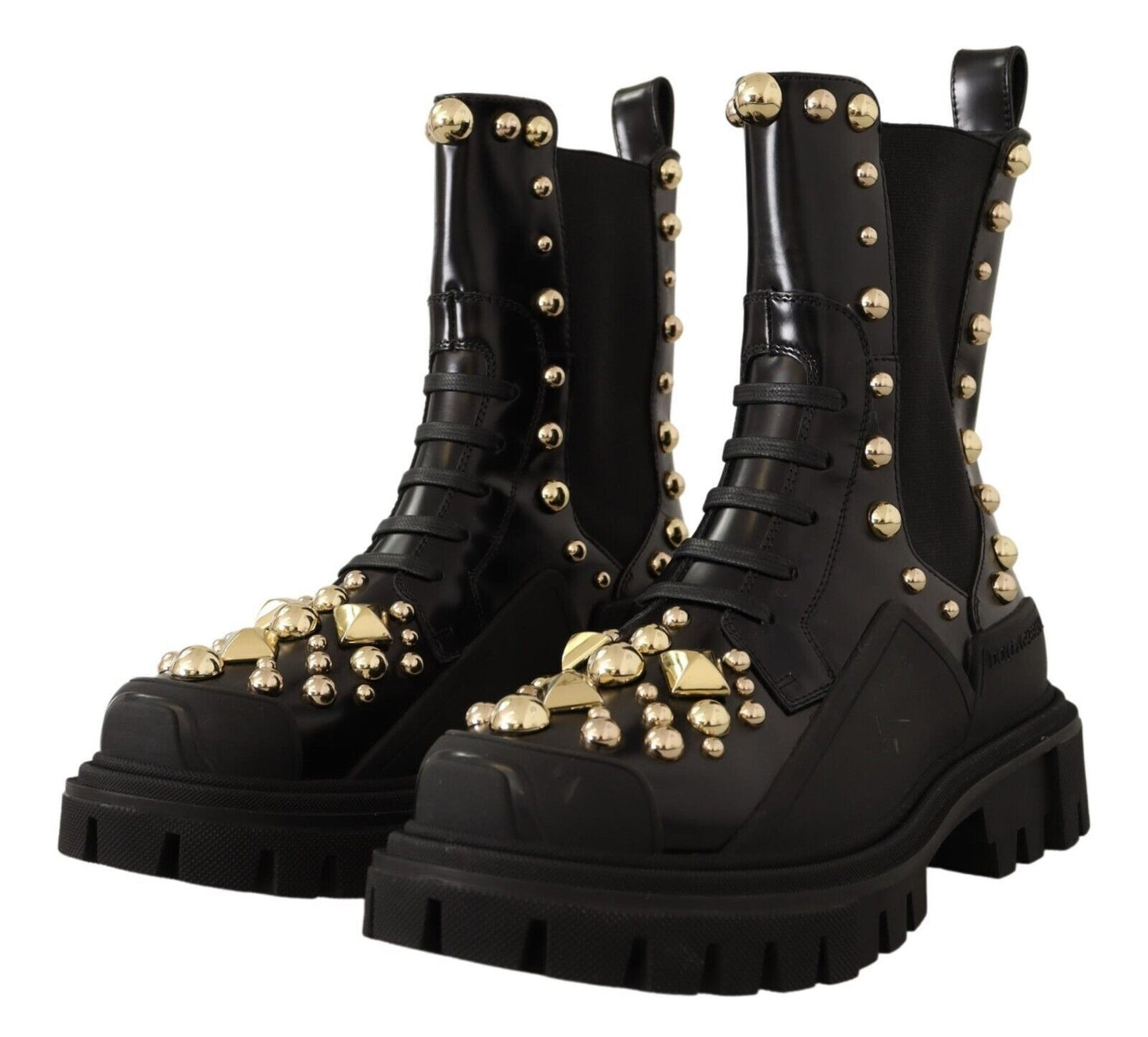 Botas de combate Dolce & Gabbana de cuero negro con tachuelas