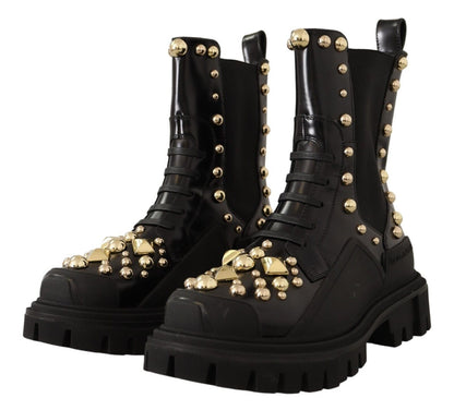 Botas de combate Dolce & Gabbana de cuero negro con tachuelas