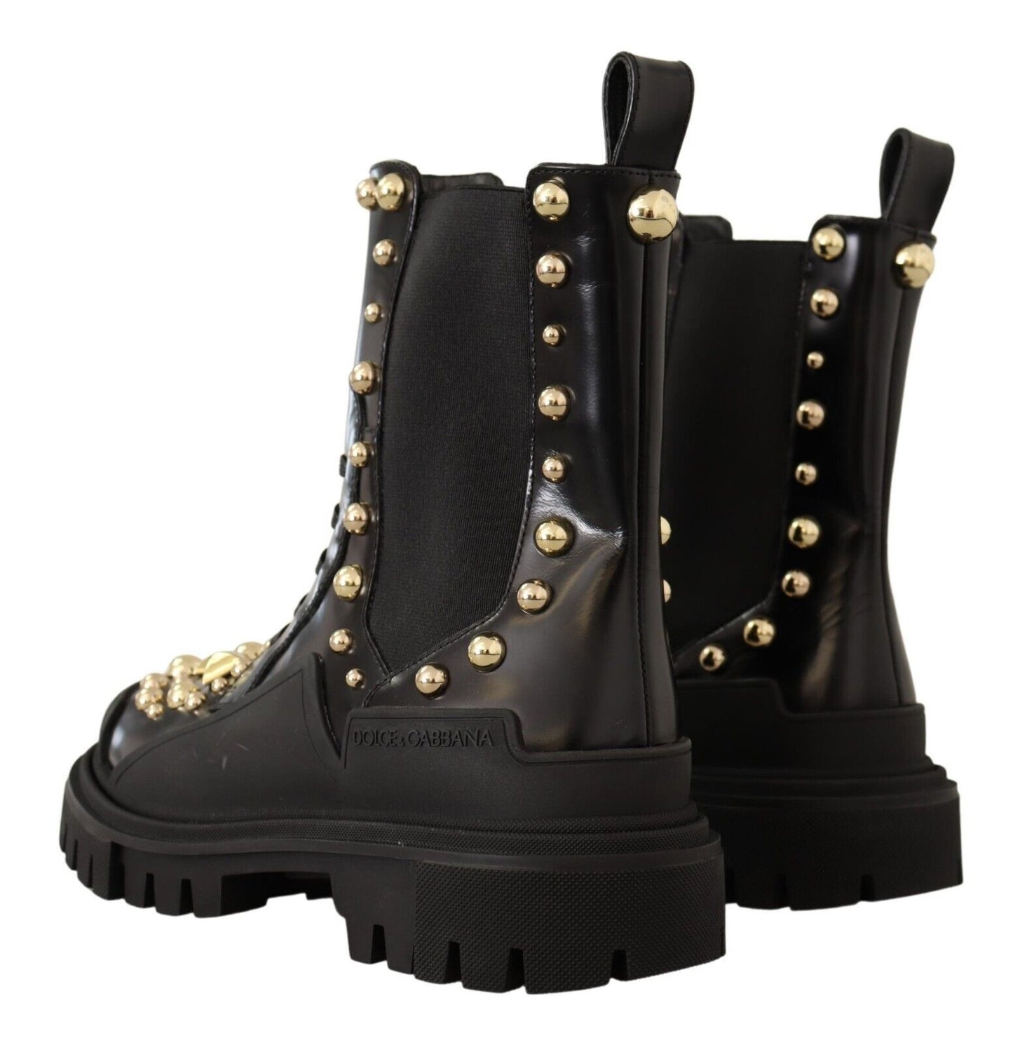 Botas de combate Dolce & Gabbana de cuero negro con tachuelas