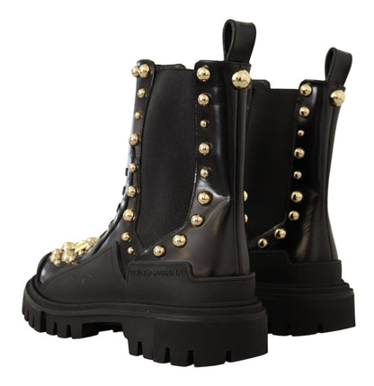 Botas de combate Dolce & Gabbana de cuero negro con tachuelas