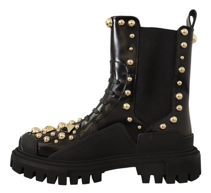 Botas de combate Dolce & Gabbana de cuero negro con tachuelas