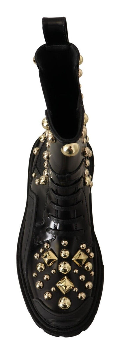 Botas de combate Dolce & Gabbana de cuero negro con tachuelas