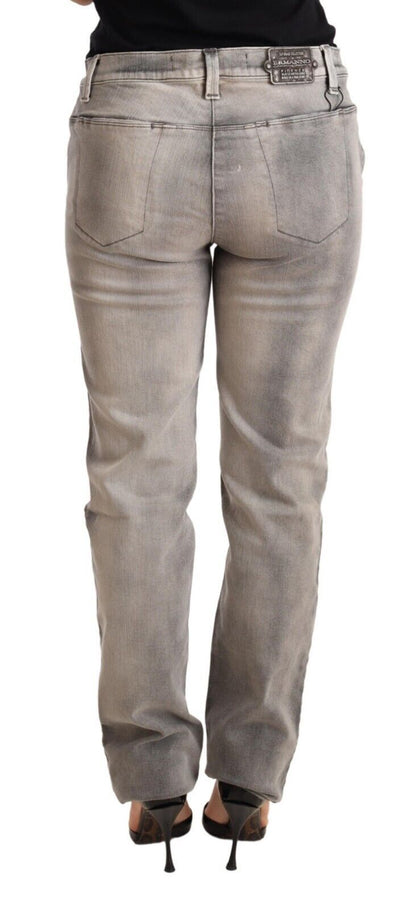 Pantalones vaqueros pitillo de algodón Ermanno Scervino grises lavados de tiro bajo