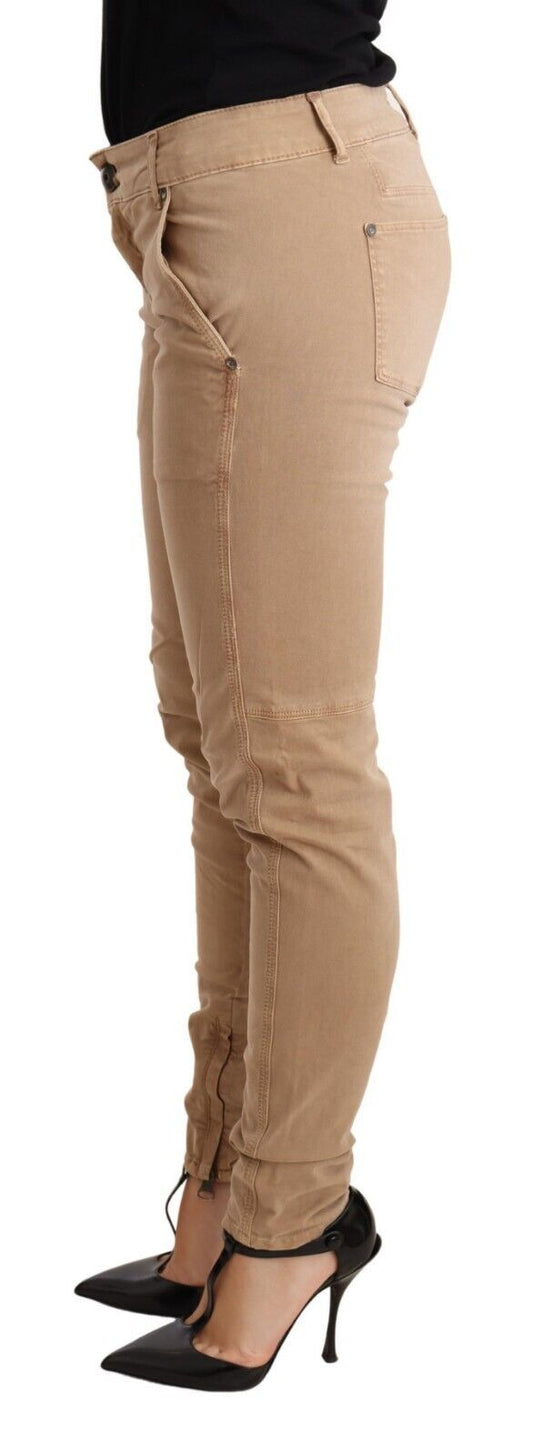 Vaqueros Ermanno Scervino Marrones de Talle Bajo Skinny de Algodón