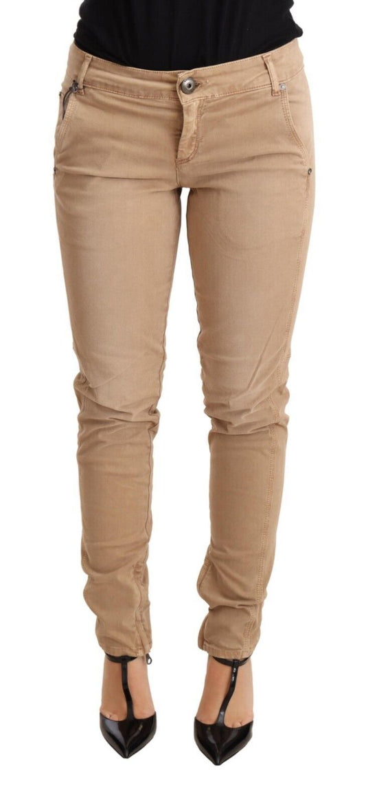 Vaqueros Ermanno Scervino Marrones de Talle Bajo Skinny de Algodón