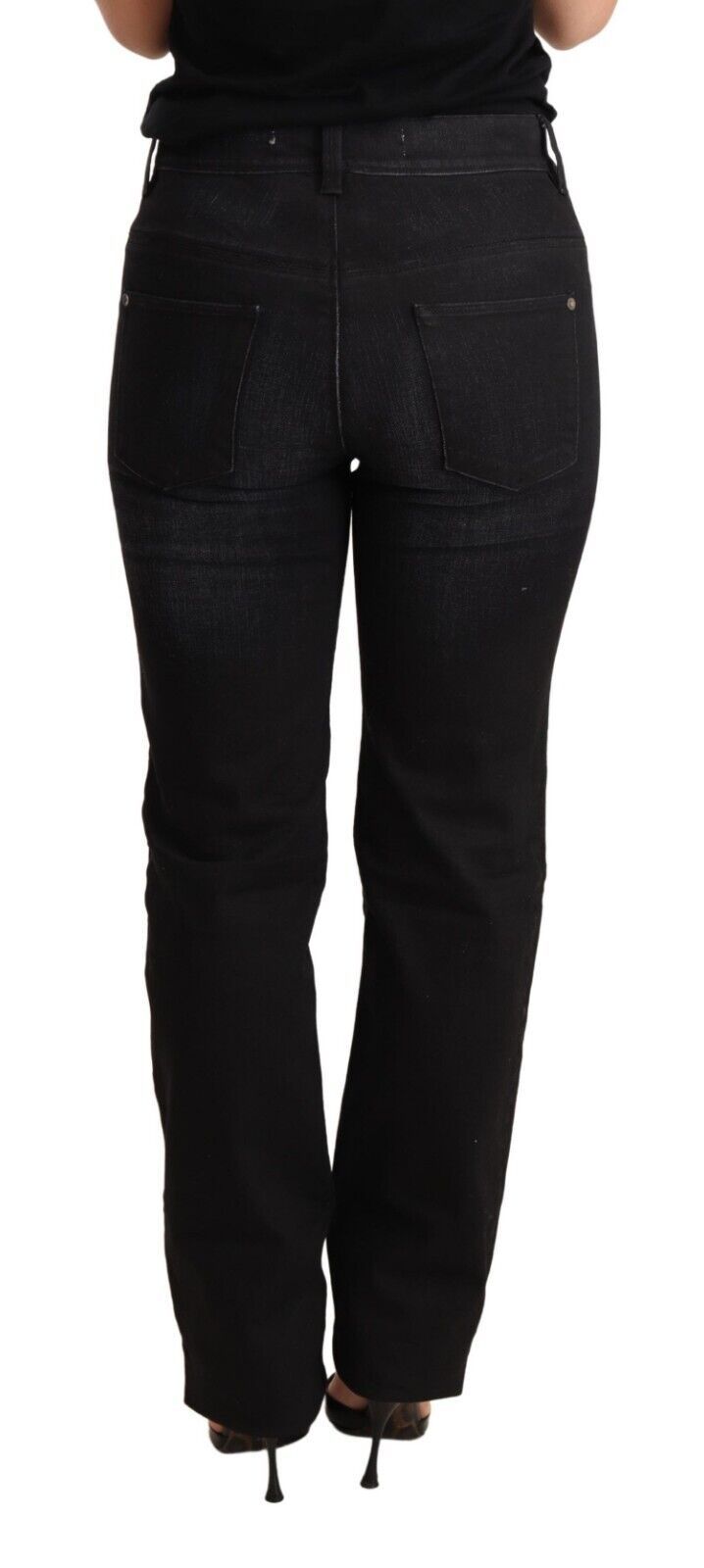 Vaquero recto Ermanno Scervino de denim de algodón lavado negro