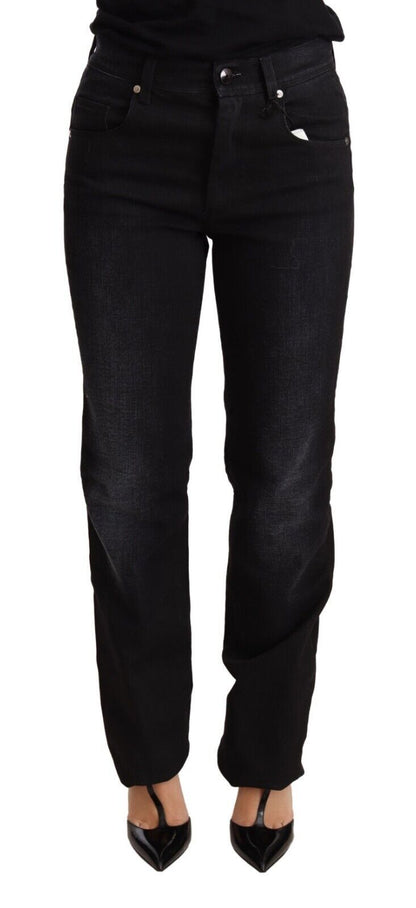 Vaquero recto Ermanno Scervino de denim de algodón lavado negro