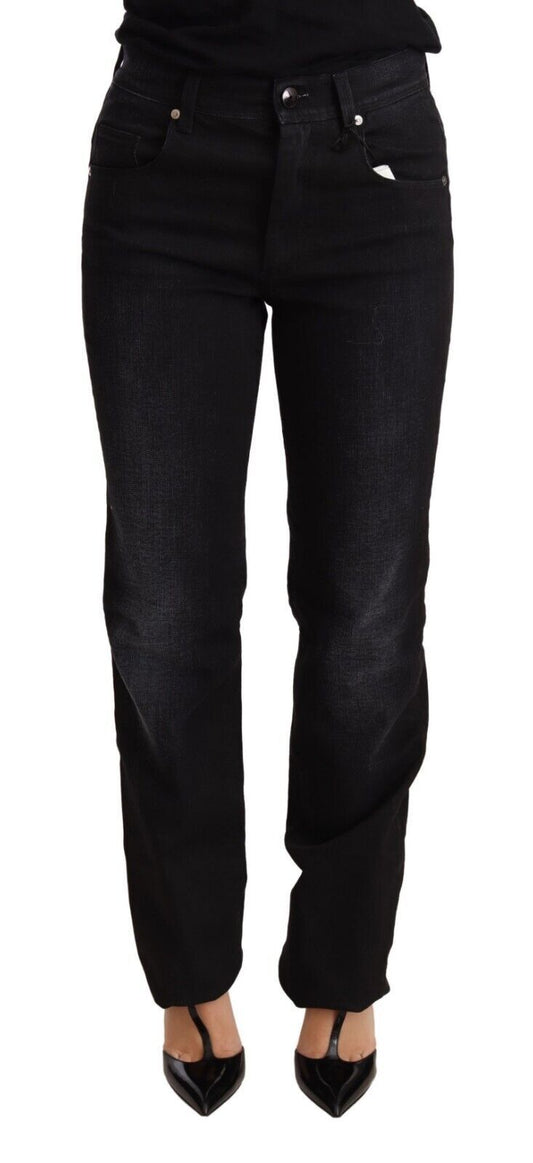 Vaquero recto Ermanno Scervino de denim de algodón lavado negro