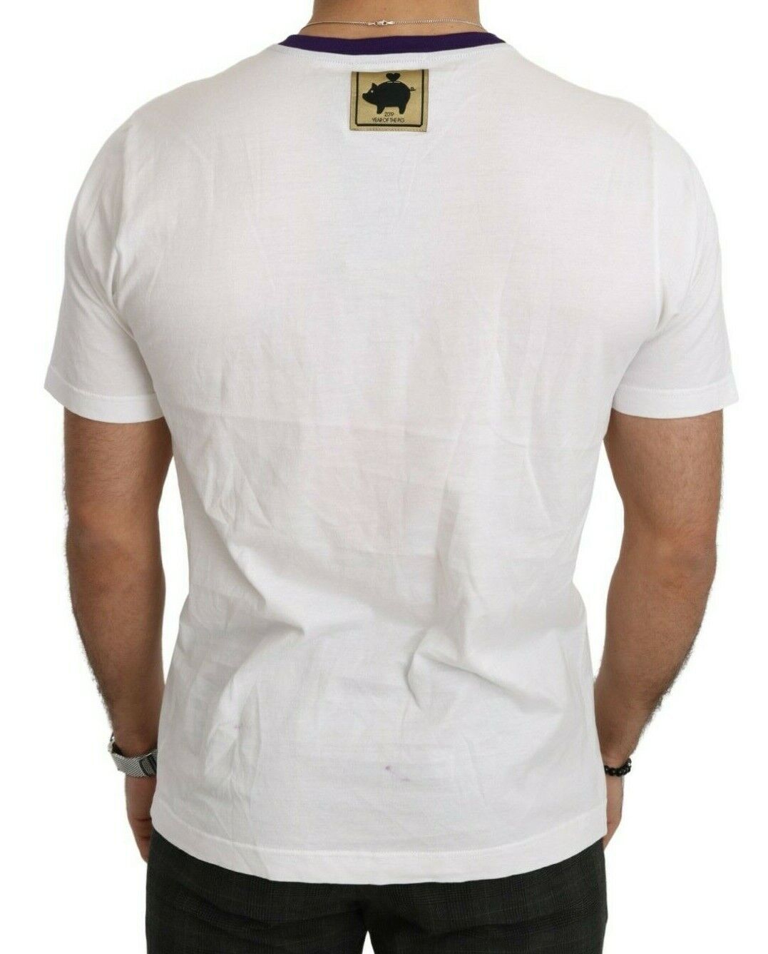Camiseta Dolce & Gabbana de algodón blanco con diseño de cerdo Super Power