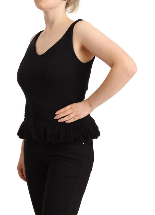 Top sin mangas informal de algodón negro Ermanno Scervino
