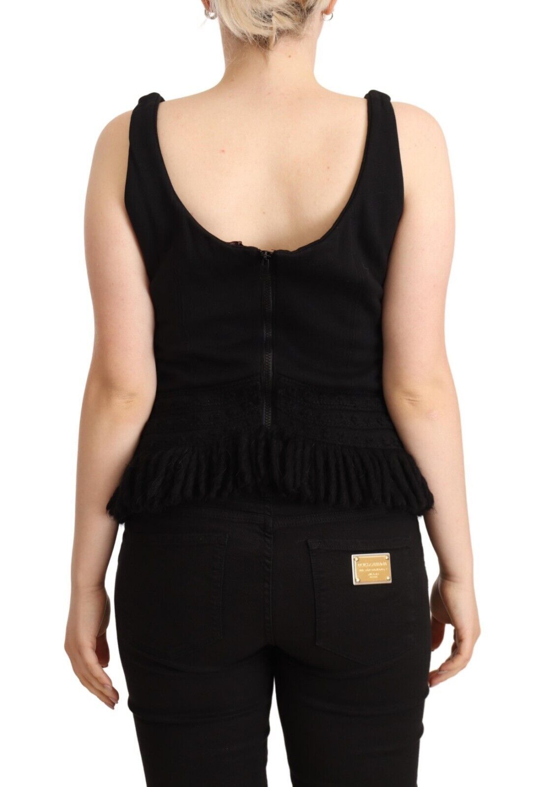 Top sin mangas informal de algodón negro Ermanno Scervino