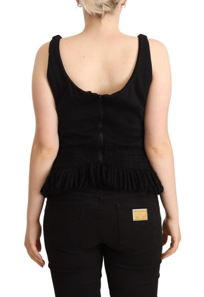 Top sin mangas informal de algodón negro Ermanno Scervino