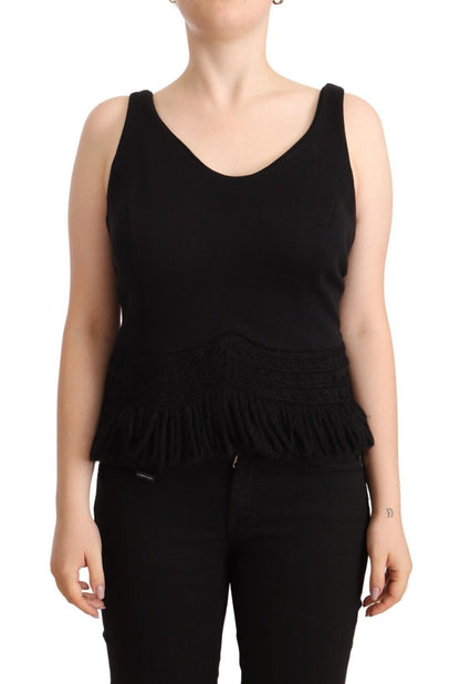 Top sin mangas informal de algodón negro Ermanno Scervino