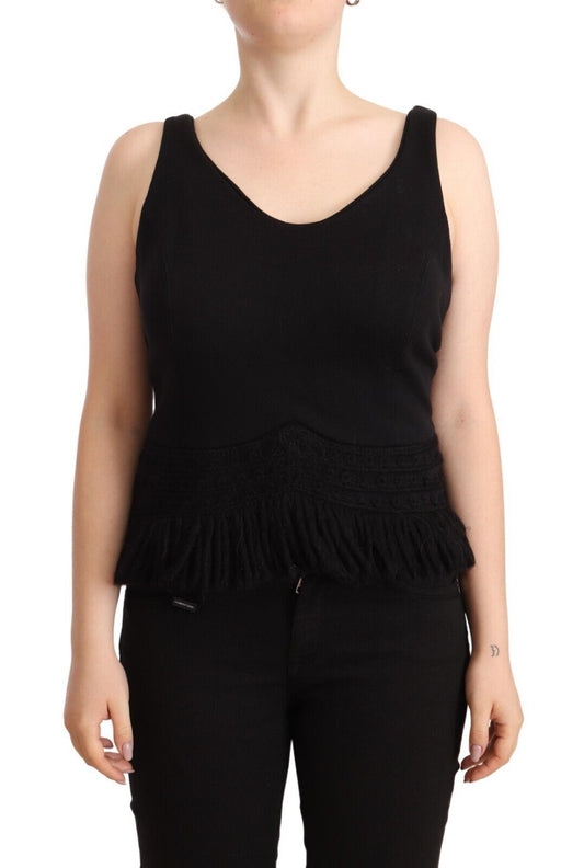 Top sin mangas informal de algodón negro Ermanno Scervino
