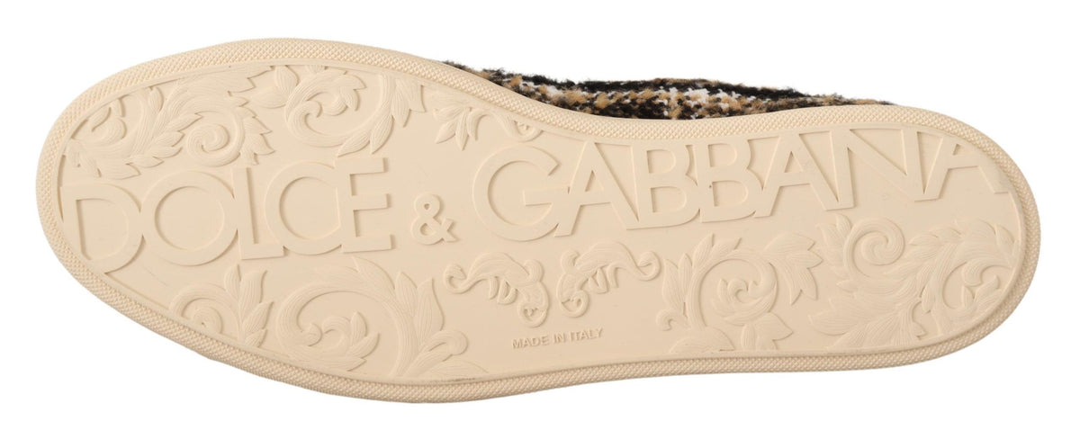 Dolce & Gabbana beige and brown wool and cotton high-top sneakers