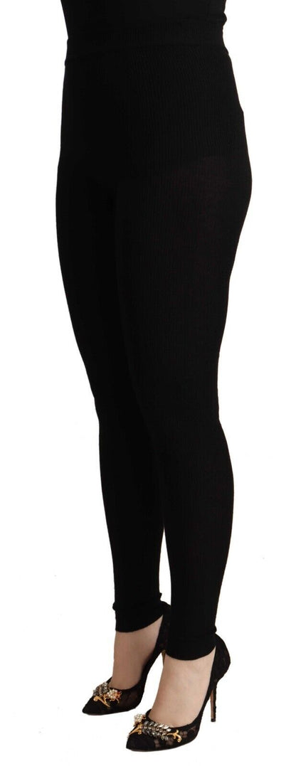 Pantalones Dolce & Gabbana de cachemir negro elástico con cintura elástica