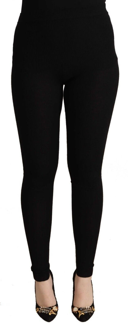 Pantalones Dolce & Gabbana de cachemir negro elástico con cintura elástica