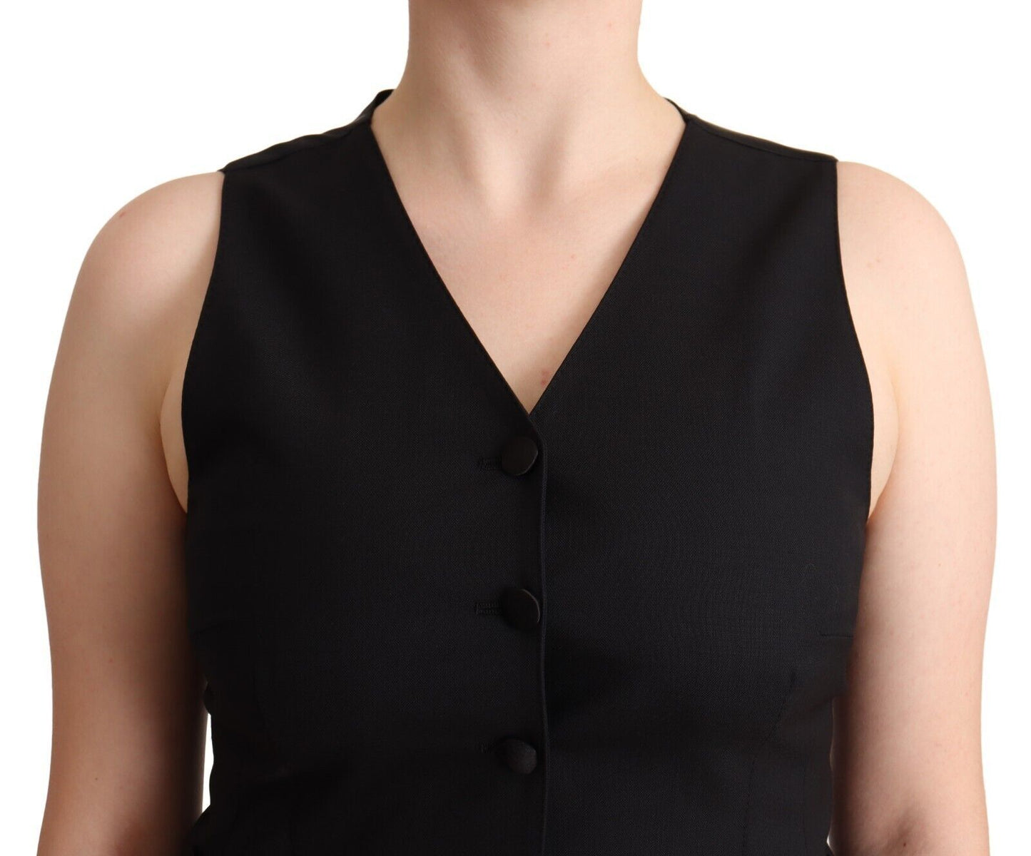 Top Dolce & Gabbana sin mangas con botones de viscosa, color negro