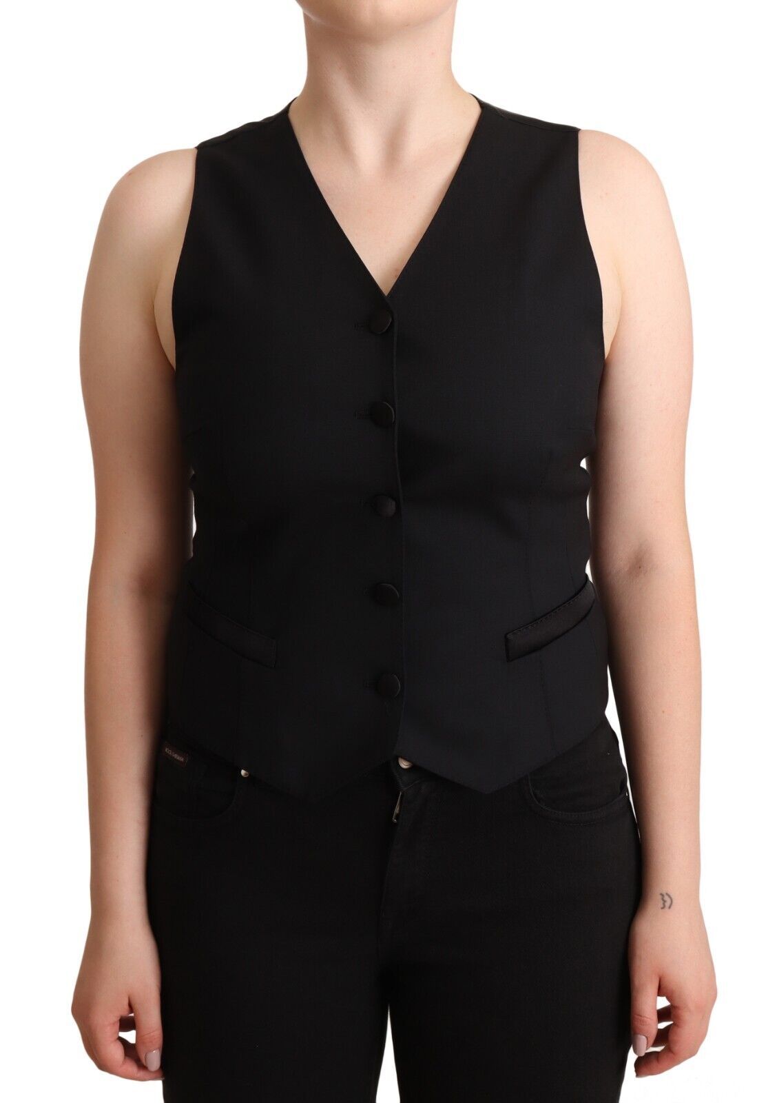 Top Dolce & Gabbana sin mangas con botones de viscosa, color negro