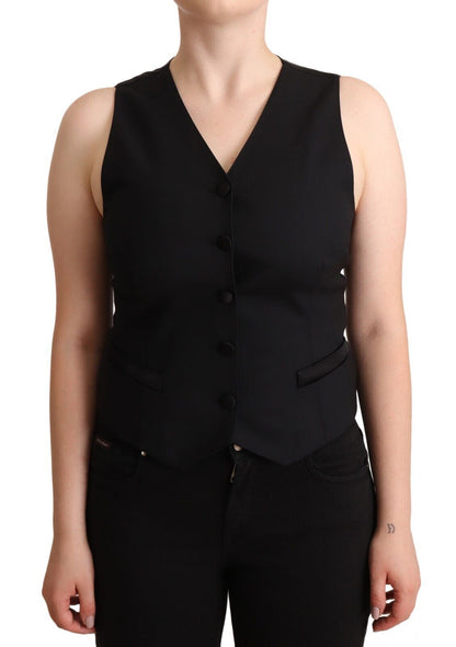 Top Dolce & Gabbana sin mangas con botones de viscosa, color negro