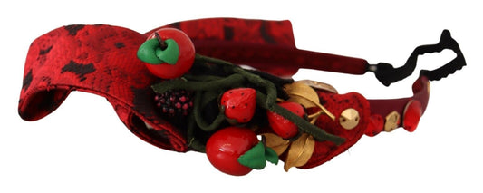 Diadema Dolce & Gabbana roja con lazo de cristales y bayas, diadema para el pelo