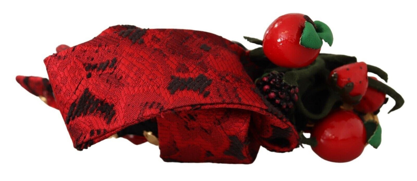 Diadema Dolce & Gabbana roja con lazo de cristales y bayas, diadema para el pelo