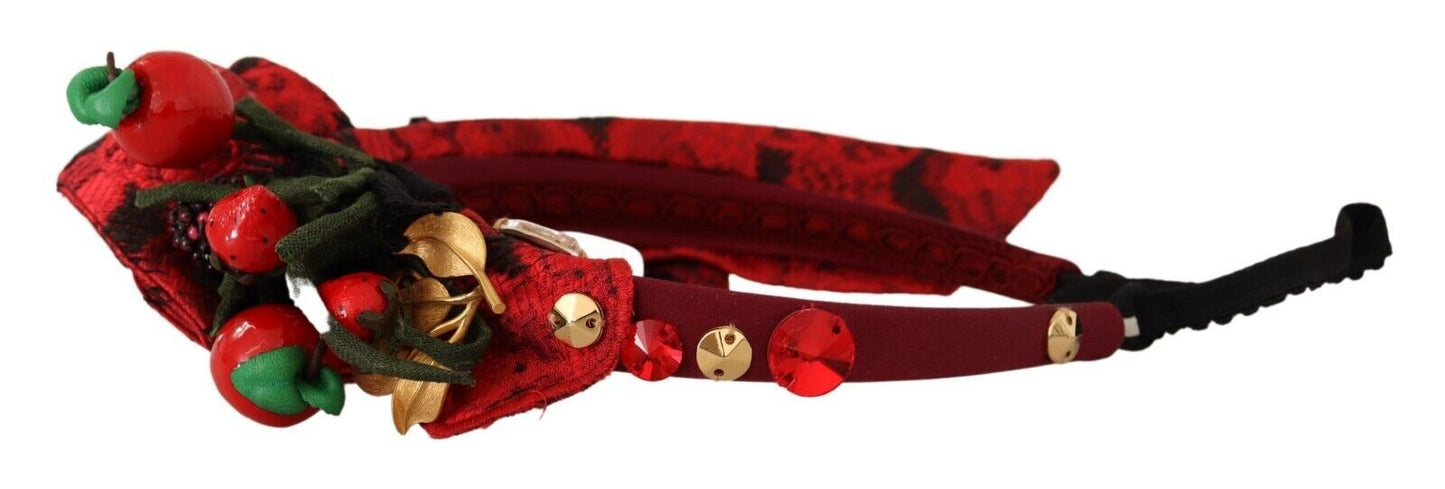 Diadema Dolce & Gabbana roja con lazo de cristales y bayas, diadema para el pelo