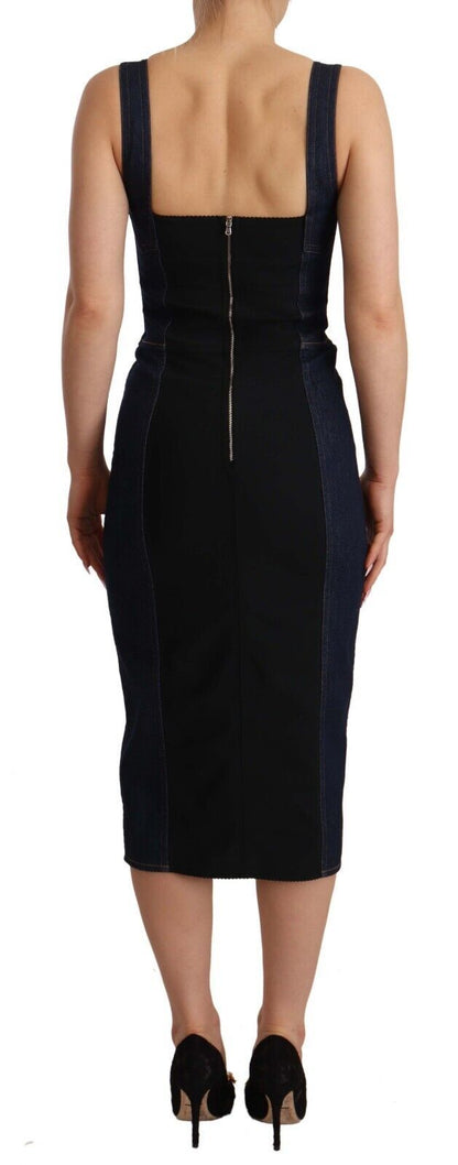 Vestido Tubo Midi Dolce & Gabbana de Algodón Vaquero Azul Oscuro