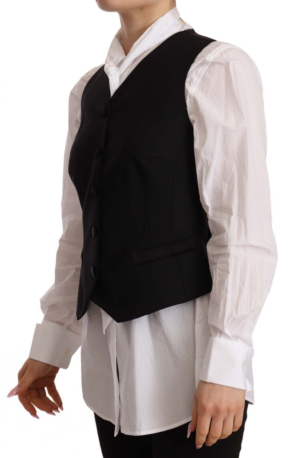 Chaleco sin mangas Dolce & Gabbana negro con botones y top de viscosa