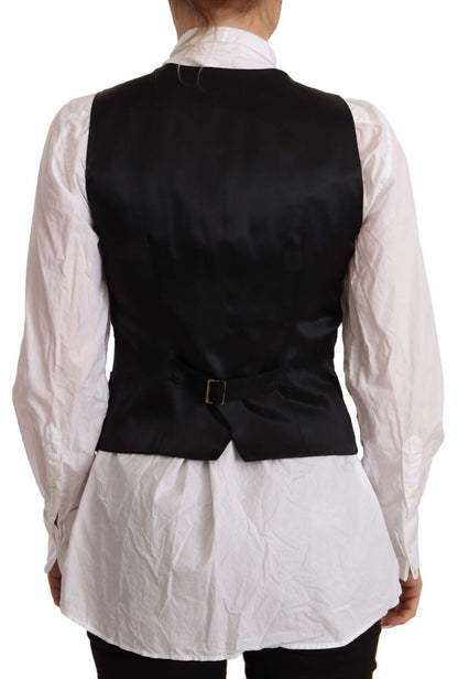 Chaleco sin mangas Dolce & Gabbana negro con botones y top de viscosa