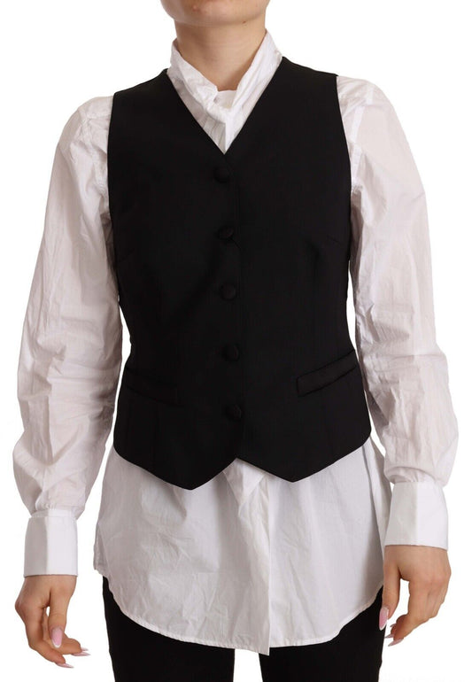 Chaleco sin mangas Dolce & Gabbana negro con botones y top de viscosa