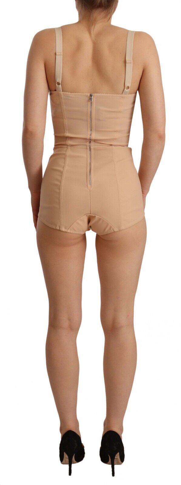 Dolce & Gabbana Body Ropa Interior de Nylon Beige con Encaje Floral