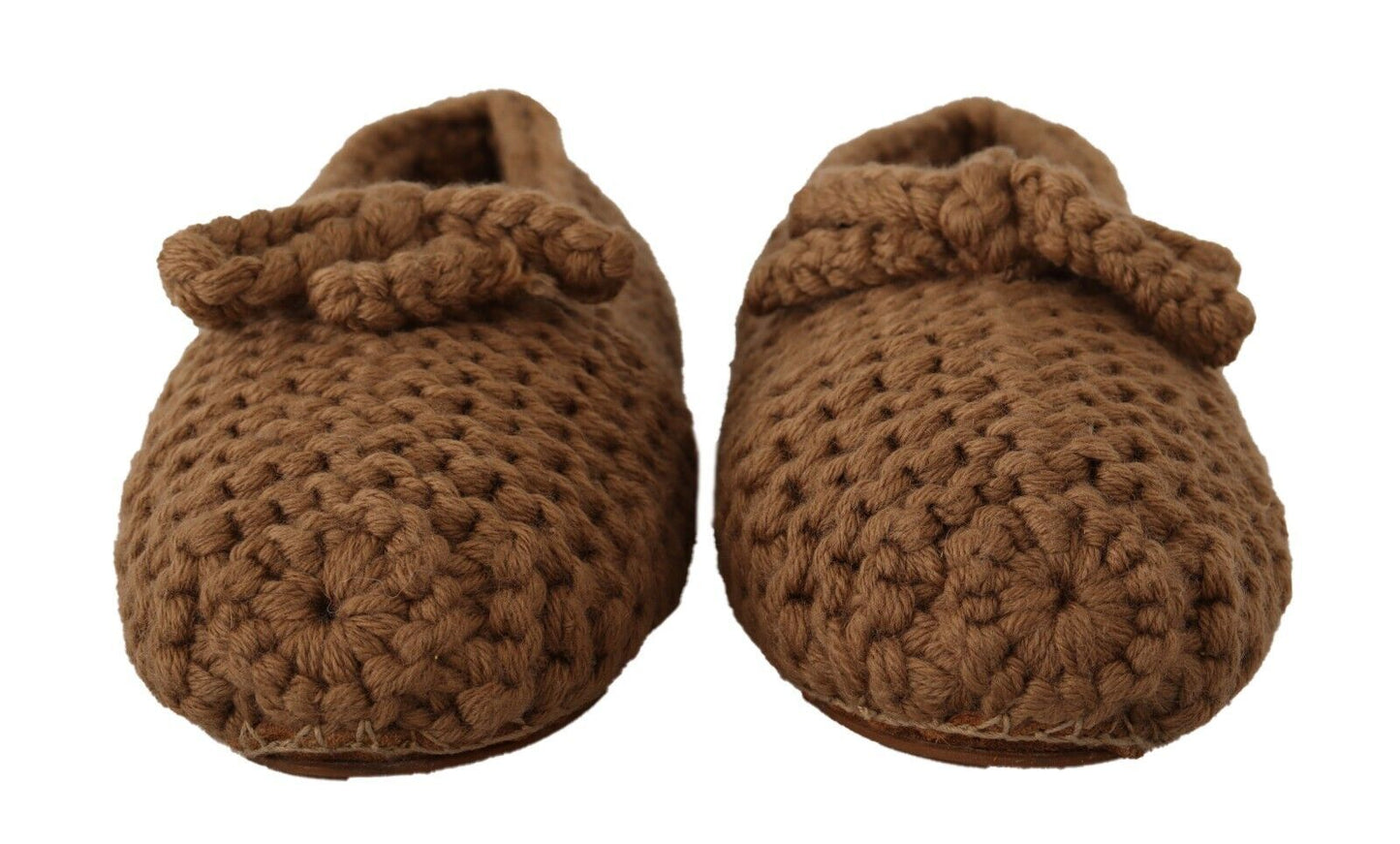 Zapatos Planos Bailarinas sin Cordones Dolce & Gabbana Marrones de Lana Tejida